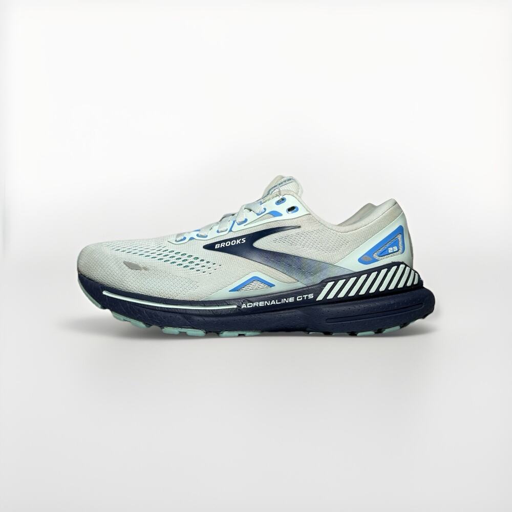 Brooks Adrenaline GTS 23 Women’s 8 White Blue Navy Running Shoes 1203811B471
